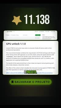Prévia do reel GPU Unlock placas Nvidia
